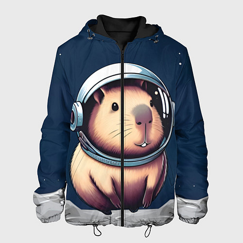 Мужская куртка Капибара космонавт в космосе / 3D-Черный – фото 1