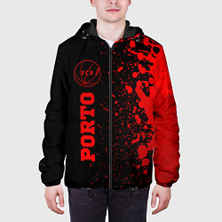 Куртка с капюшоном мужская Porto - red gradient по-вертикали, цвет: 3D-черный — фото 2