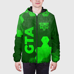 Куртка с капюшоном мужская GTA - green gradient вертикально, цвет: 3D-черный — фото 2