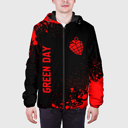 Куртка с капюшоном мужская Green Day - red gradient вертикально, цвет: 3D-черный — фото 2
