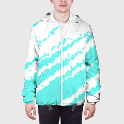 Куртка с капюшоном мужская The color is light blue and white, цвет: 3D-белый — фото 2