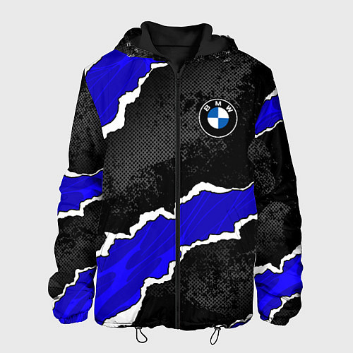 Мужская куртка BMW - синие разрывы / 3D-Черный – фото 1