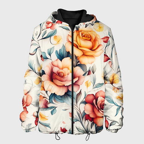 Мужская куртка Паттерн с переплетением цветов / 3D-Черный – фото 1