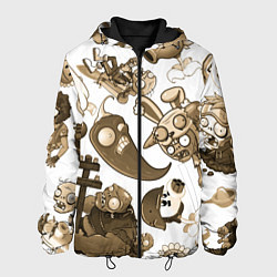 Куртка с капюшоном мужская Растения против зомби в бежевых тонах, цвет: 3D-черный