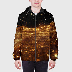Куртка с капюшоном мужская Золотистые крупицы на черном, цвет: 3D-черный — фото 2