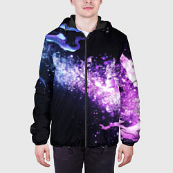 Куртка с капюшоном мужская Фиолетово-синяя абстрактная волна, цвет: 3D-черный — фото 2