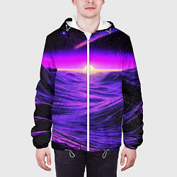 Куртка с капюшоном мужская Космический пейзаж и комета, цвет: 3D-белый — фото 2