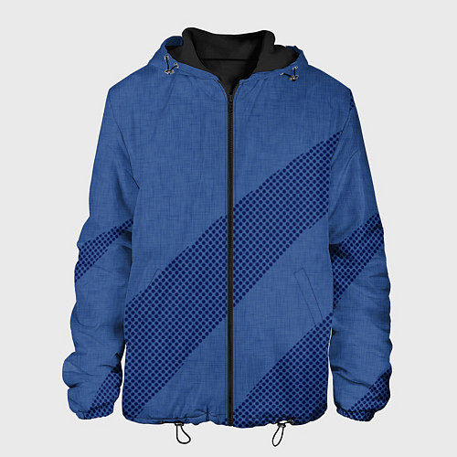 Мужская куртка Синий текстурный с полосой / 3D-Черный – фото 1