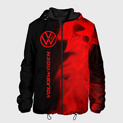 Куртка с капюшоном мужская Volkswagen - red gradient по-вертикали, цвет: 3D-черный
