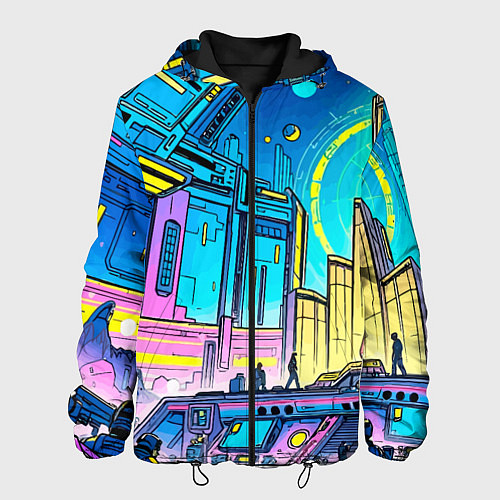 Мужская куртка Космический город / 3D-Черный – фото 1