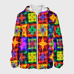 Куртка с капюшоном мужская Неоновое стекло абстракция, цвет: 3D-белый