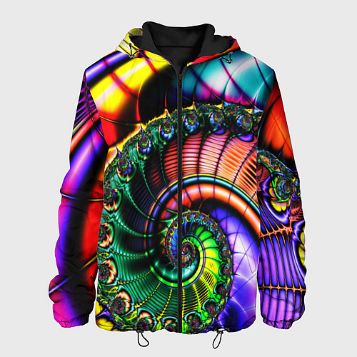 Мужская куртка Фрактальный узор неоновый / 3D-Черный – фото 1