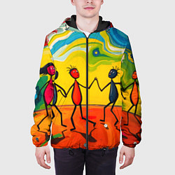 Куртка с капюшоном мужская Дружба человечков, цвет: 3D-черный — фото 2