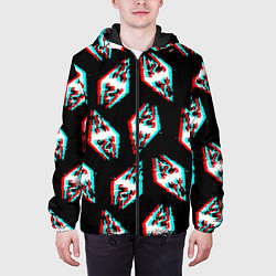 Куртка с капюшоном мужская Skyrim glitch logo patten, цвет: 3D-черный — фото 2