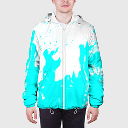 Куртка с капюшоном мужская Голубой огонь текстура, цвет: 3D-белый — фото 2
