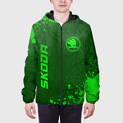 Куртка с капюшоном мужская Skoda - green gradient вертикально, цвет: 3D-черный — фото 2