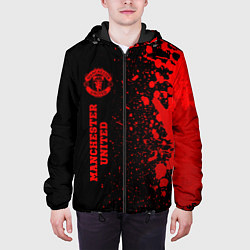 Куртка с капюшоном мужская Manchester United - red gradient по-вертикали, цвет: 3D-черный — фото 2