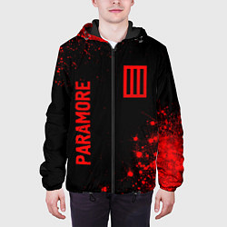 Куртка с капюшоном мужская Paramore - red gradient вертикально, цвет: 3D-черный — фото 2