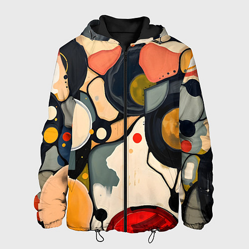 Мужская куртка Абстракция с кругами и краской / 3D-Черный – фото 1