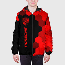 Куртка с капюшоном мужская Porsche - red gradient по-вертикали, цвет: 3D-черный — фото 2