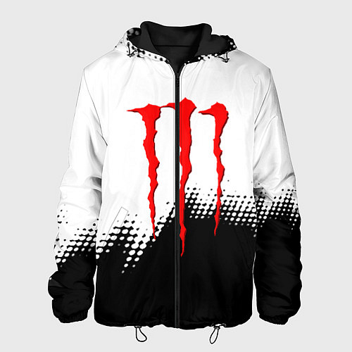 Мужская куртка Monster energy чёрно белые краски / 3D-Черный – фото 1