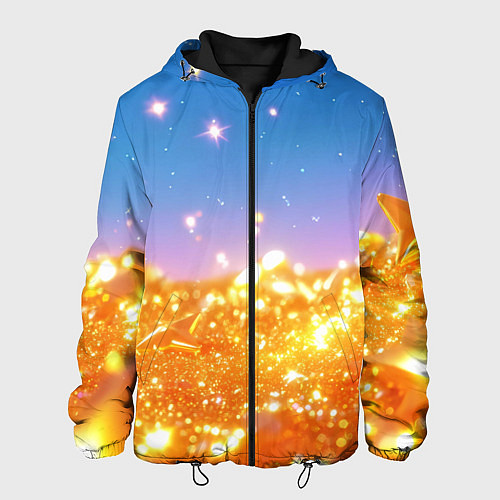 Мужская куртка Золотые шарики на голубом фоне / 3D-Черный – фото 1