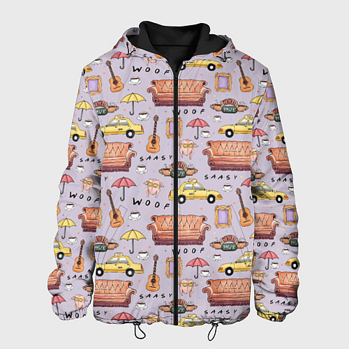 Мужская куртка Друзья - паттерн / 3D-Черный – фото 1