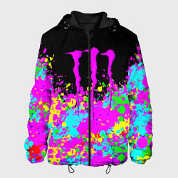 Куртка с капюшоном мужская Monster energy краски неоновые, цвет: 3D-черный