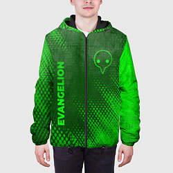 Куртка с капюшоном мужская Evangelion - green gradient вертикально, цвет: 3D-черный — фото 2
