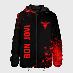 Мужская куртка Bon Jovi - red gradient вертикально