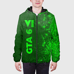 Куртка с капюшоном мужская GTA 6 - green gradient по-вертикали, цвет: 3D-черный — фото 2