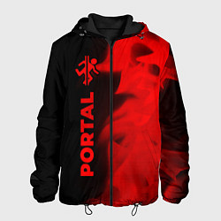 Куртка с капюшоном мужская Portal - red gradient по-вертикали, цвет: 3D-черный