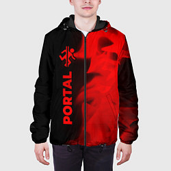 Куртка с капюшоном мужская Portal - red gradient по-вертикали, цвет: 3D-черный — фото 2