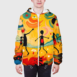 Куртка с капюшоном мужская Радостные солнечные человечки, цвет: 3D-белый — фото 2