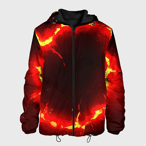 Мужская куртка Красный круг из огня текстура / 3D-Черный – фото 1