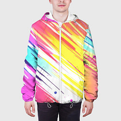 Куртка с капюшоном мужская Брызги краски на белом фоне, цвет: 3D-белый — фото 2