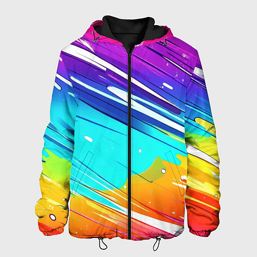 Мужская куртка Радужные брызги краски текстура / 3D-Черный – фото 1