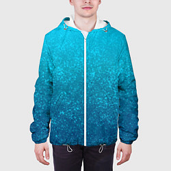 Куртка с капюшоном мужская Лазурный голубой текстурный градиент, цвет: 3D-белый — фото 2