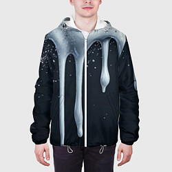 Куртка с капюшоном мужская Белая объемная слизь текстура, цвет: 3D-белый — фото 2