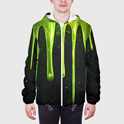 Куртка с капюшоном мужская Слизь зеленая текстура, цвет: 3D-белый — фото 2