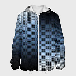 Куртка с капюшоном мужская Чёрно-синий текстурированный градиент пополам, цвет: 3D-белый