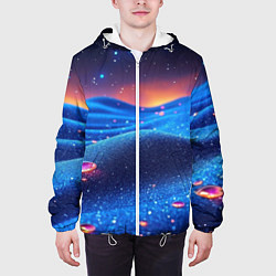 Куртка с капюшоном мужская Синяя дюна - текстура, цвет: 3D-белый — фото 2