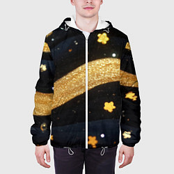 Куртка с капюшоном мужская Золотые волны текстура, цвет: 3D-белый — фото 2