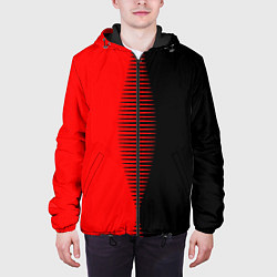 Куртка с капюшоном мужская Чёрно-красный пополам с переходом, цвет: 3D-черный — фото 2