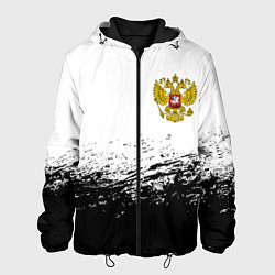 Куртка с капюшоном мужская Россия черно белые краски, цвет: 3D-черный