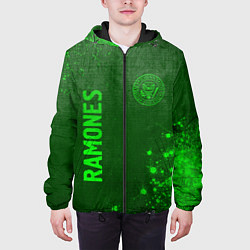Куртка с капюшоном мужская Ramones - green gradient вертикально, цвет: 3D-черный — фото 2
