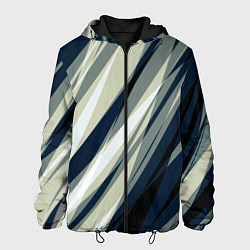 Куртка с капюшоном мужская Синий с оливковым диагональные полосы, цвет: 3D-черный