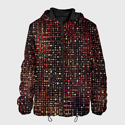 Куртка с капюшоном мужская Тёмный красный абстрактный мелкий паттерн, цвет: 3D-черный