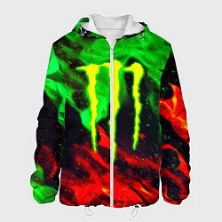 Куртка с капюшоном мужская Monster energy огонь лого, цвет: 3D-белый