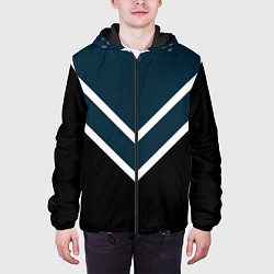 Куртка с капюшоном мужская Синий с чёрным и белые полосы, цвет: 3D-черный — фото 2